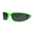 thumbnail image 1 of Polarized Unique Curved Side Visor Lens Narrow Rectangle Sunglasses Green Black, 1 of 4