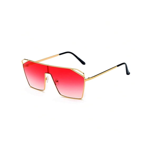 Polarized Unisex Sunglasses | Stylish Gold Square Frame with Gradient Lenses | Perfect for Street Style & Everyday Wear - S2113-C1