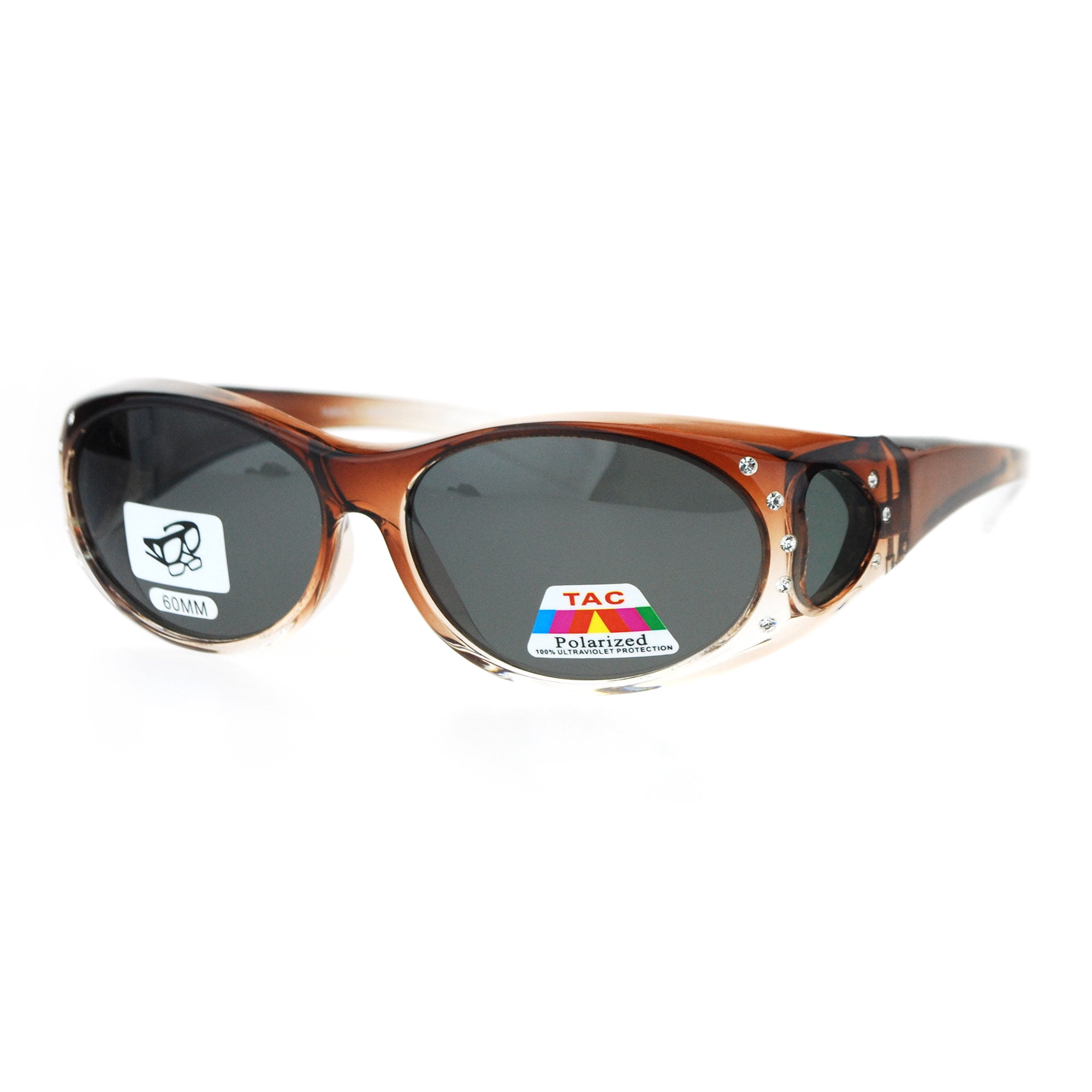 Polarized Womens 2 Tone 60mm Rhinestone Studded Oval Fit 