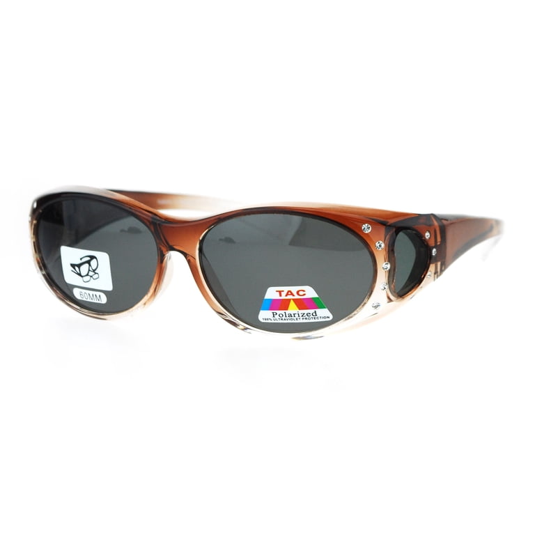 Polarized Womens 2 Tone 60mm Rhinestone Studded Oval Fit  display picture 1