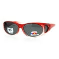 thumbnail image 1 of Polarized Womens 2 Tone 60mm Rhinestone Studded Oval Fit Over Sunglasses Red, 1 of 3