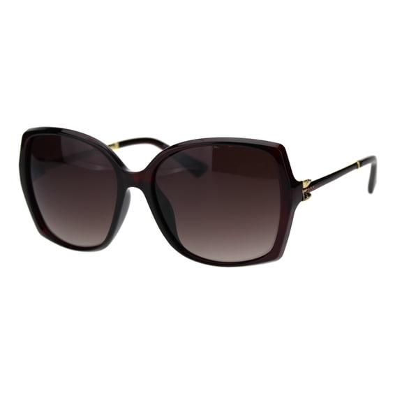 Polarized Womens Butterfly Ribbon Jewel Designer Plastic Sunglasses Burgundy Brown