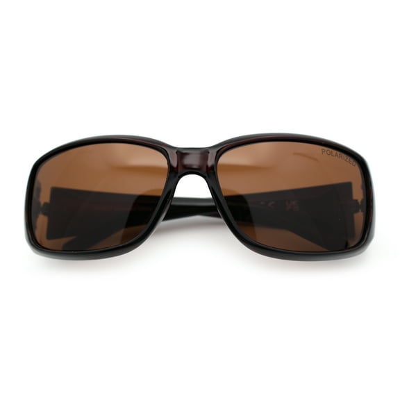 Polarized Womens Narrow Rectangle Designer Sunglasses All Brown