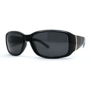 Polarized Womens Narrow Rectangle Designer Sunglasses Black Gold Black