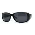 thumbnail image 1 of Polarized Womens Narrow Rectangle Designer Sunglasses Black Silver Black, 1 of 4