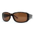 thumbnail image 1 of Polarized Womens Narrow Rectangle Designer Sunglasses Tortoise Brown, 1 of 4