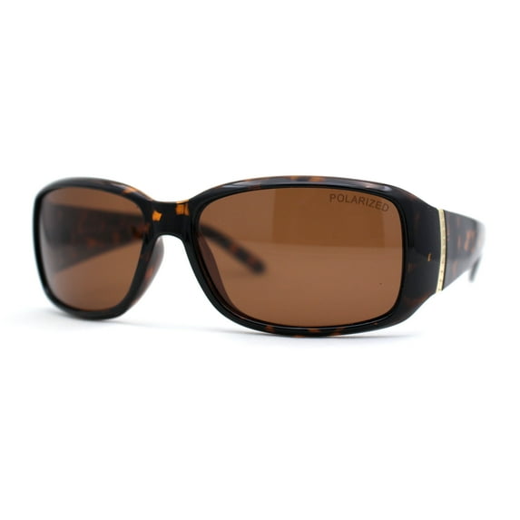 Polarized Womens Narrow Rectangle Designer Sunglasses Tortoise Brown