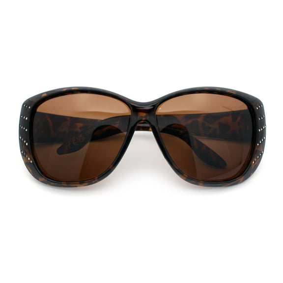 Polarized Womens Oversized Butterfly Rhinestone Studded Fit Over Sunglasses [Tortoise - Brown]