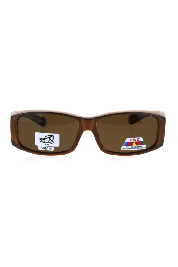 Polarized Womens Pearl Rectangular 60mm OTG Fit Over Sunglasses Brown