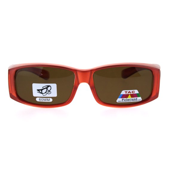 Polarized Womens Pearl Rectangular 60mm OTG Fit Over Sunglasses Coral