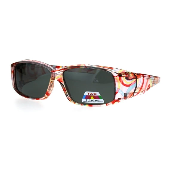 Polarized Womens Rectangular 57mm Fit Over Sunglasses Translucent Pink