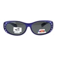 thumbnail image 1 of Polarized Womens Rhinestone Pearl Oval Round 60mm OTG Fit Over Sunglasses Purple, 1 of 4
