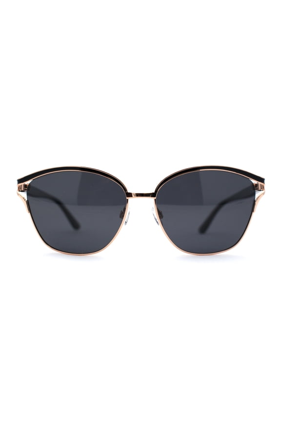 Polarized Womens Ribbon Frame Designer Fashion Style Sunglasses Gold Black