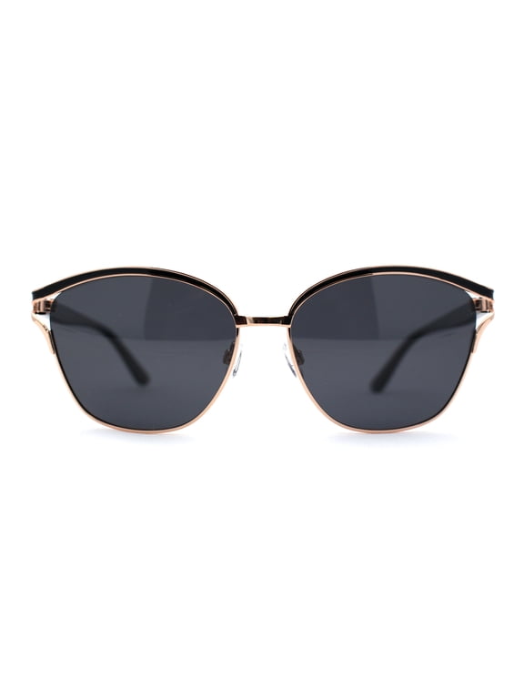 Polarized Womens Ribbon Frame Designer Fashion Style Sunglasses Gold Black