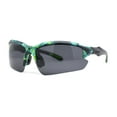 thumbnail image 1 of Polarized Xloop Camo Print Wrap Half Rim Baseball Sport Plastic Sunglasses Green, 1 of 4
