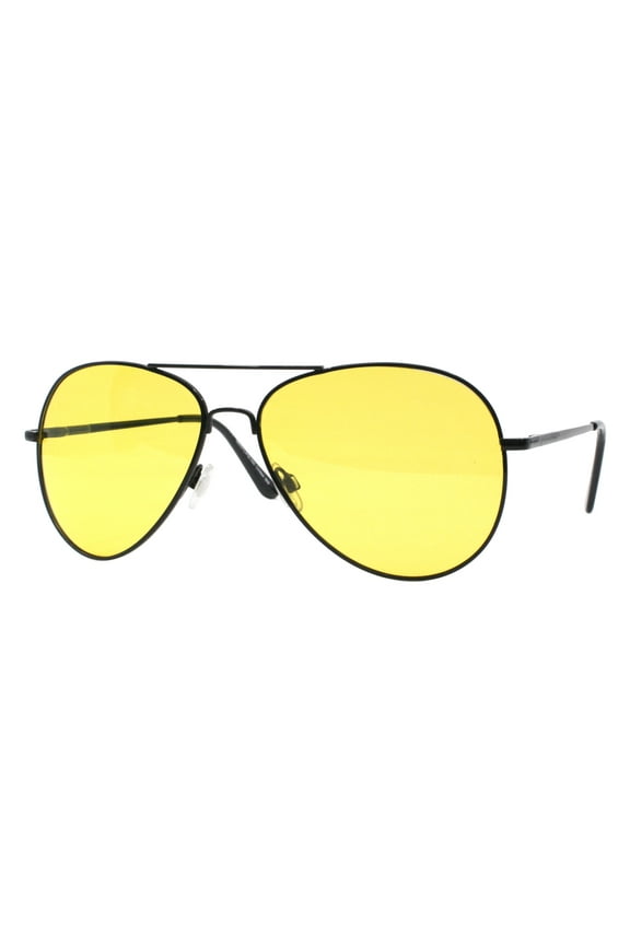 Polarized Yellow Lens Aviator Sunglasses Metal Spring Hinge UV 400 Black