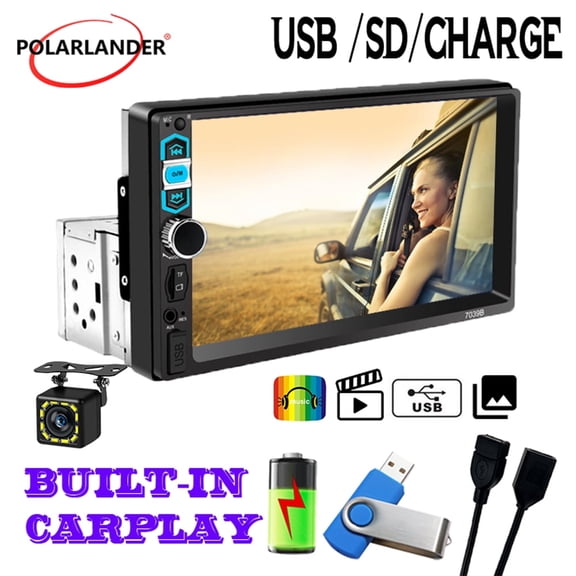 Polarlander 7" Android Touchscreen 1 Din Car Stereo with Rear Camera, Mirror Link and FM/AUX
