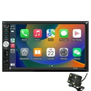 Polarlander Double Din Car Stereo 7 inch HD Touch Screen Car Audio Car Radio Player with Multimedia SD USB FM AUX MP5/4/3 Mirror Link Carplay Function Bluetooth Hands Free Calling