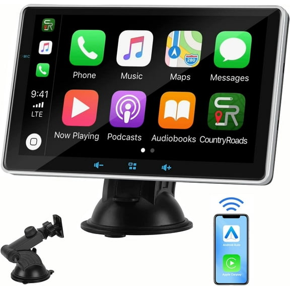 Polarlander Newest Stereo Car Radio 7 Inch IPS Touch Screen Multimedia Player for Apple Carplay Wireless,Android Auto,Compatible Bluetooth Handsfree,Wireless Air Play,Mirror Link/TF Card/USB