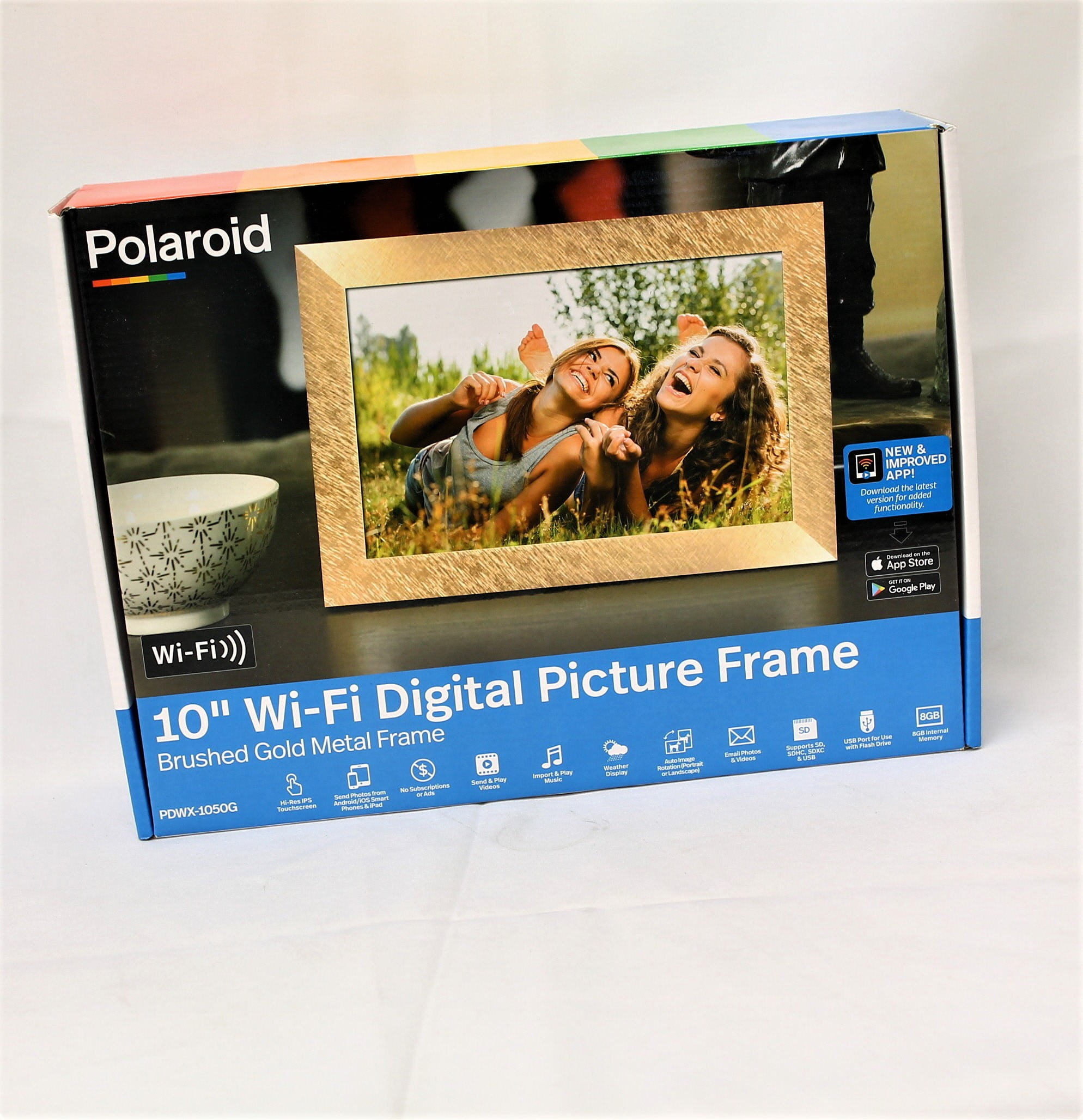 Polaroid 10 WiFi Digital Picture Frame - Electronic LCD, Brushed