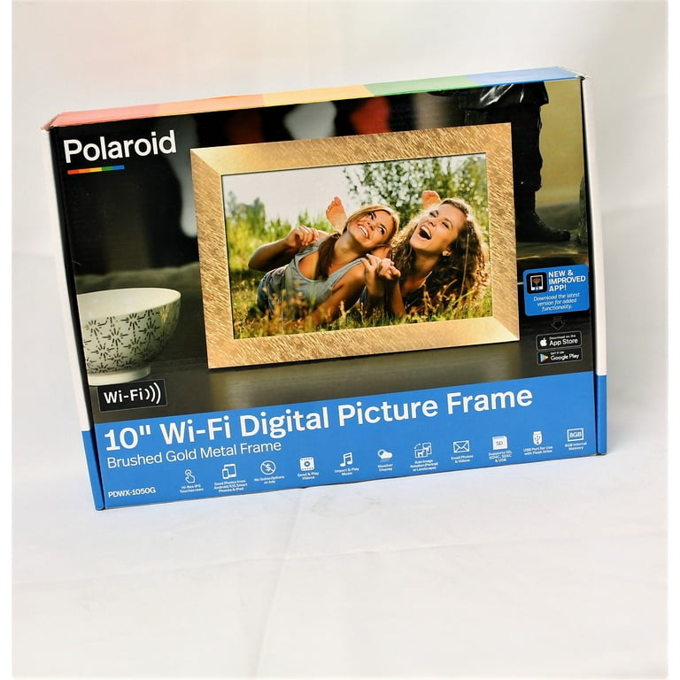 Polaroid 10 WiFi Digital Picture Frame - Electronic LCD, Brushed
