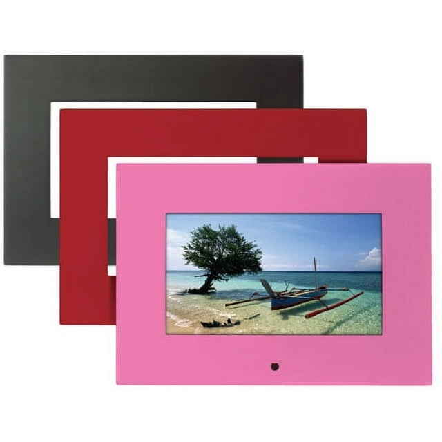 Polaroid 7" Digital Photo Frame w/ 3 Colored Bezels in Black, Pink, Red