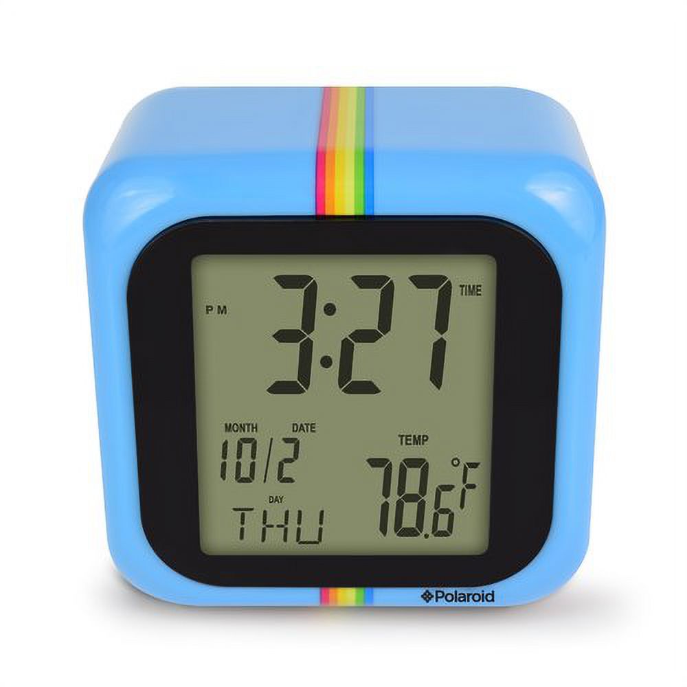 Polaroid Blue Desktop Digital Clock with 12/24 Hour Display, Indoor