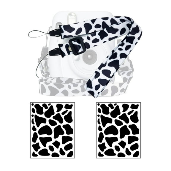Polaroid Camera Strap Milk Cow Print Adjustable Shoulder Neck Strap for Mini 12 11 8 9 Instax Cameras, Includes 2 Pieces Bonus Sticker Set(No camera)