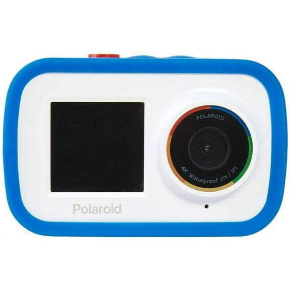 Polaroid Dual Screen WiFi Action Camera 4K,18MP, Waterproof, Blue and White