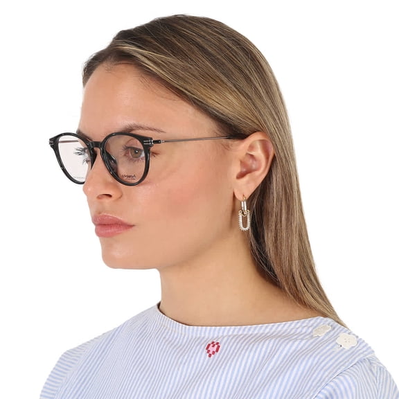 Polaroid Full Rim Oval Modified Black Eyeglasses