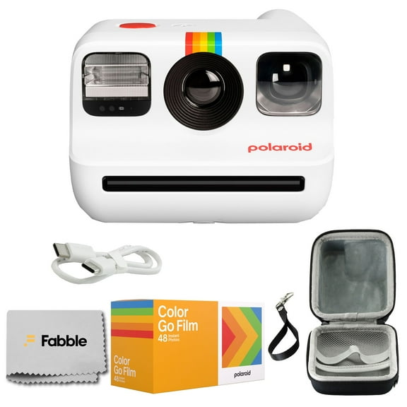 Polaroid Go Generation 2 Instant Camera (White) Bundle with 48 Instant Film Shots, Durable Hard Case, Soft Microfiber Cleaning Cloth, and USB-C Charging Cable Included