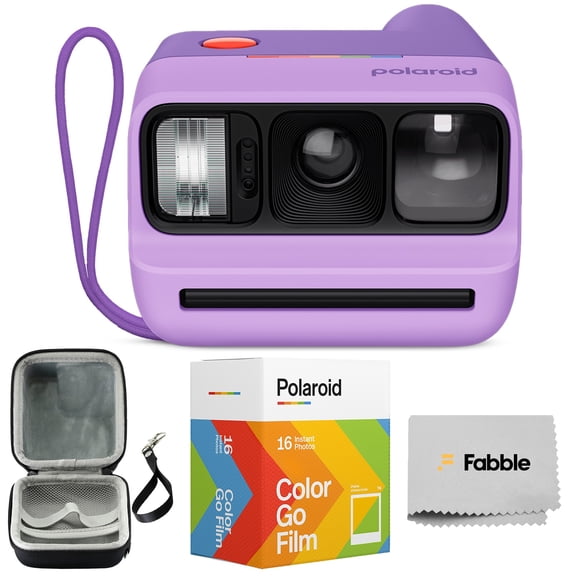 Polaroid Go Generation 3 Instant Film Camera (Purple) Bundle with Go Color Film 16 Exposures, Protective Hard Case, Wrist Strap, USB-C Cable & Accs. for Instant Photography