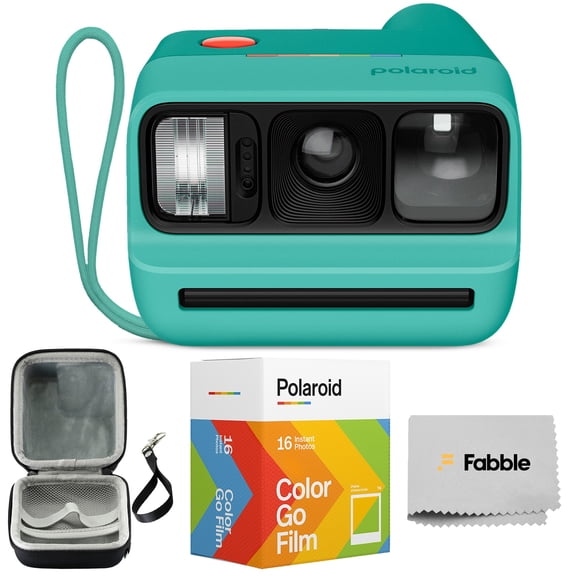 Polaroid Go Generation 3 Instant Film Camera (Teal) Bundle with Go Color Film 16 Exposures, Protective Hard Case, Wrist Strap, USB-C Cable & Accs. for Instant Photography