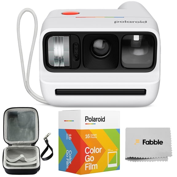 Polaroid Go Generation 3 Instant Film Camera (White) Bundle with Go Color Film 16 Exposures, Protective Hard Case, Wrist Strap, USB-C Cable & Accs. for Instant Photography