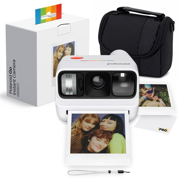 Polaroid Go Generation 3 Instant Film Camera White | Self-Timer, Double Exposure, Selfie Mirror | Rechargeable USB-C + Bag