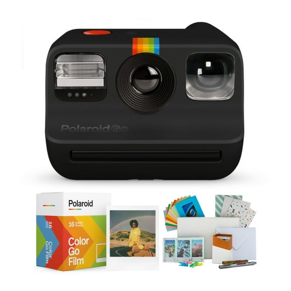Polaroid Go Instant Camera (Black) with Film Double Packs and PhotoBox Kit