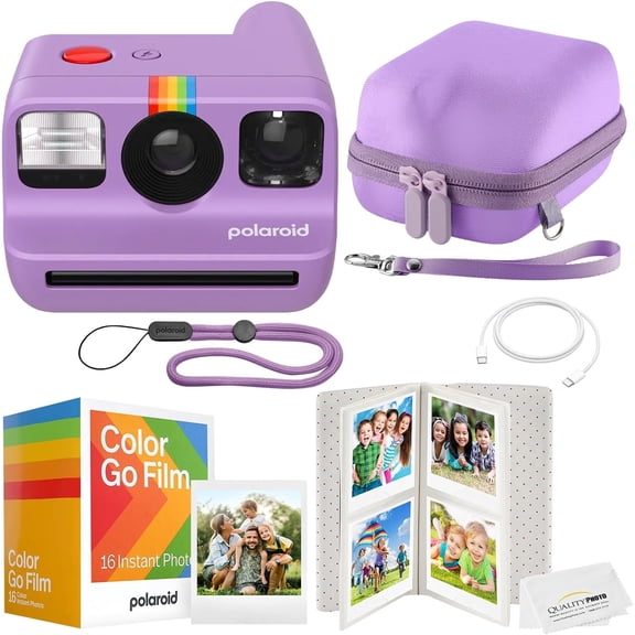 Polaroid Go Instant Camera Bundle - Film, Case, Album & Quality Photo Cloth - Purple