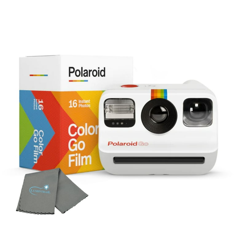 Polaroid Go Instant Mini Camera Starter Set, White Instant Camera with 16  Polaroid Go Color Instant Film Bundle, with a Lumintrail Lens Cleaning  Cloth… 