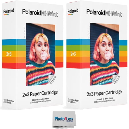 Polaroid Hi-Print - 2X3 Paper Cartridge 20 Sheets (x2) + Cleaning Cloth
