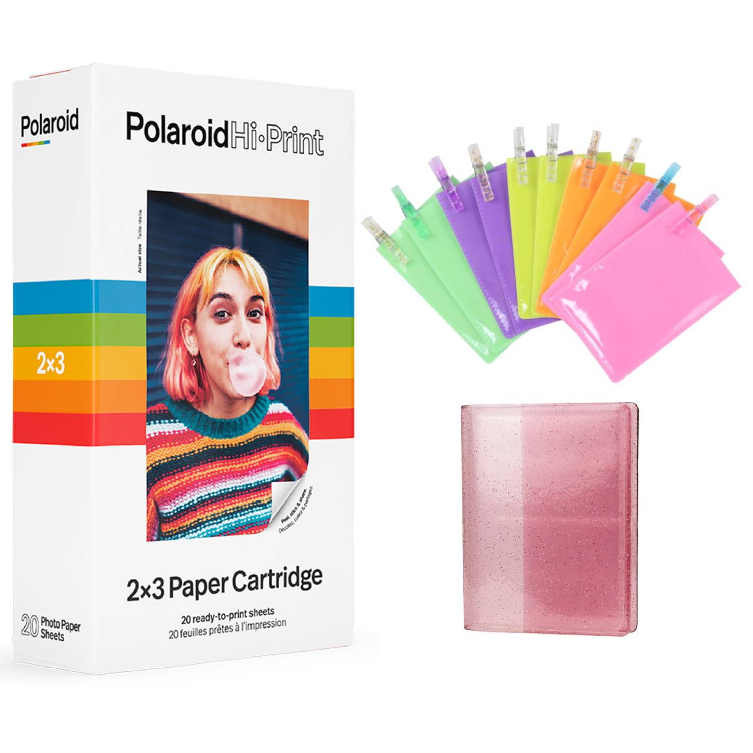 Polaroid HiPrint 2X3 Paper Cartridge, 20 sheets + Photo Album, Holds
