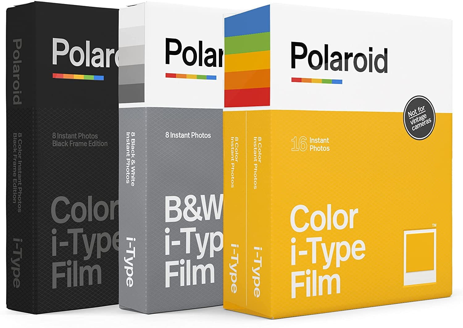 Polaroid I-Type Film Variety Pack - I-Type Color, B&W, Black Frame 32  Photos 6182 