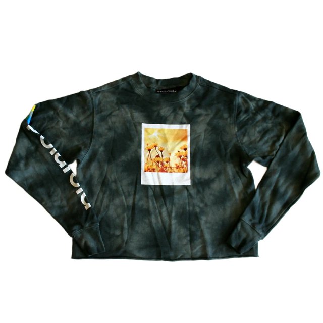 Polaroid Junior Women's Camo Green Tie Dyed Cropped Top w/Floral