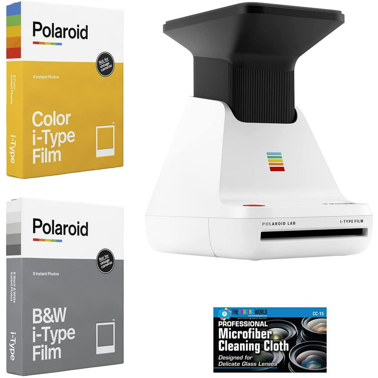 Polaroid Lab Instant Film Photo Printer + Polaroid Color Film + Polaroid  Black and White Film + Microfiber Cloth 