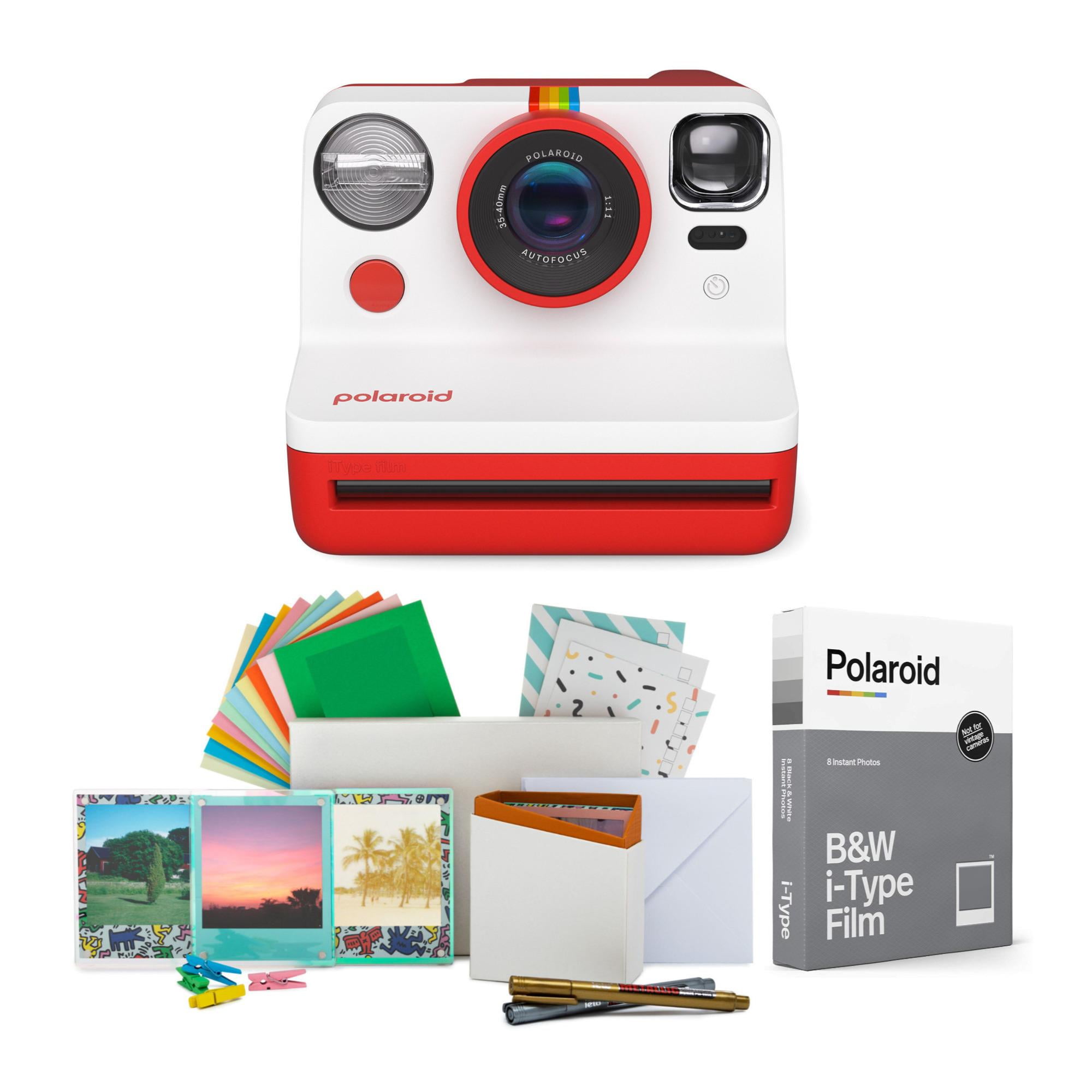 Polaroid Gen 2 Now I-Type Instant Film Camera - Red Bundle with a Color  i-Type Film Pack (8 Instant Photos) and a Lumintrail Cleaning Cloth