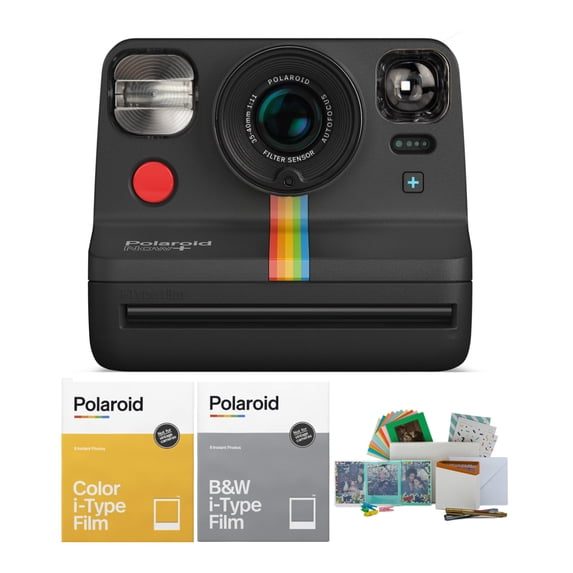 Polaroid NOW+ Instant Film Camera with Color Film, B&W Film and Storage Box
