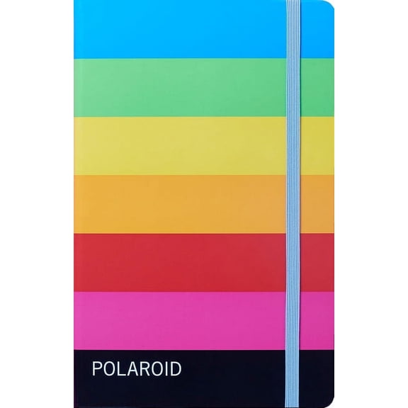 Chronicle Chroma Blank Journal Featuring Vintage Instant Camera Packaging Artwork, Sketchbook with Rainbow-Striped Cover Design Black