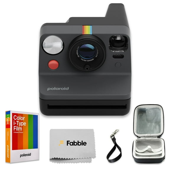Polaroid Now Generation 3 I-Type Instant Camera (Black) Bundle with Color I-Type Film (8 Exposures), Hard Protective Case and Wrist Strap