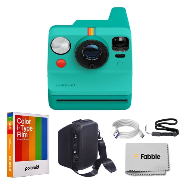Polaroid Now Generation 3 I-Type Instant Camera (Green) Bundle with Color I-Type Film (8 Exposures), Hard Protective Case and Wrist Strap
