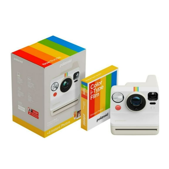 Polaroid Now Generation 3 Analog Instant Camera with Two-Lens Autofocus System (White) and Color Film Bundle (8 Photos)