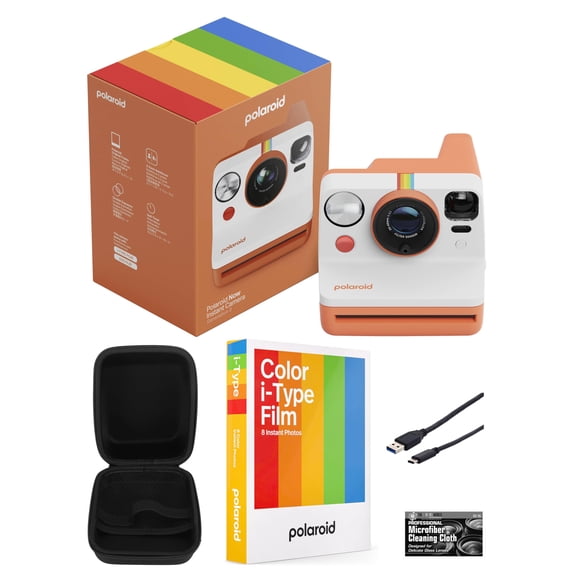 Polaroid Now Generation 3 i-Type Instant Camera Coral with 8 i-Type Color Film Starter Bundle + Hard Case, Charging Cable and Cleaning Cloth